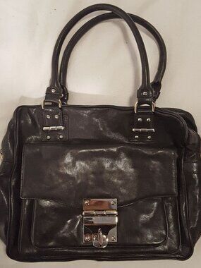 Alexis Hudson Adriatic Black Italian Leather Satchel Shoulder Bag NWT